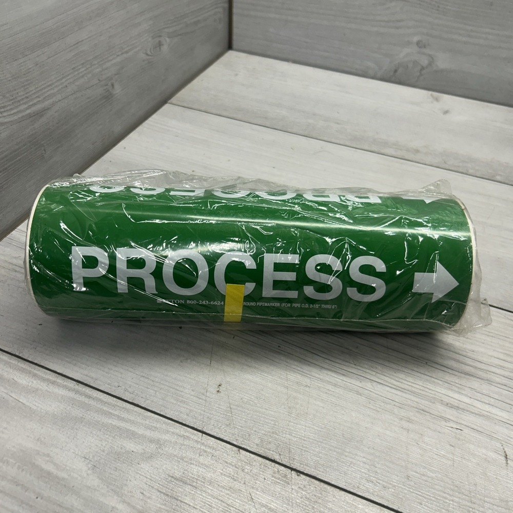 Brady "Process  " Green Vinyl Stickers Pipe Marker. New Roll Seton Wrap Around